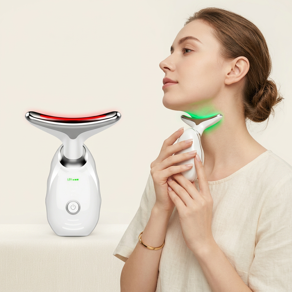 Masajeador Facial y de Cuello con Luz LED – Cuidado de la Piel en Casa ™