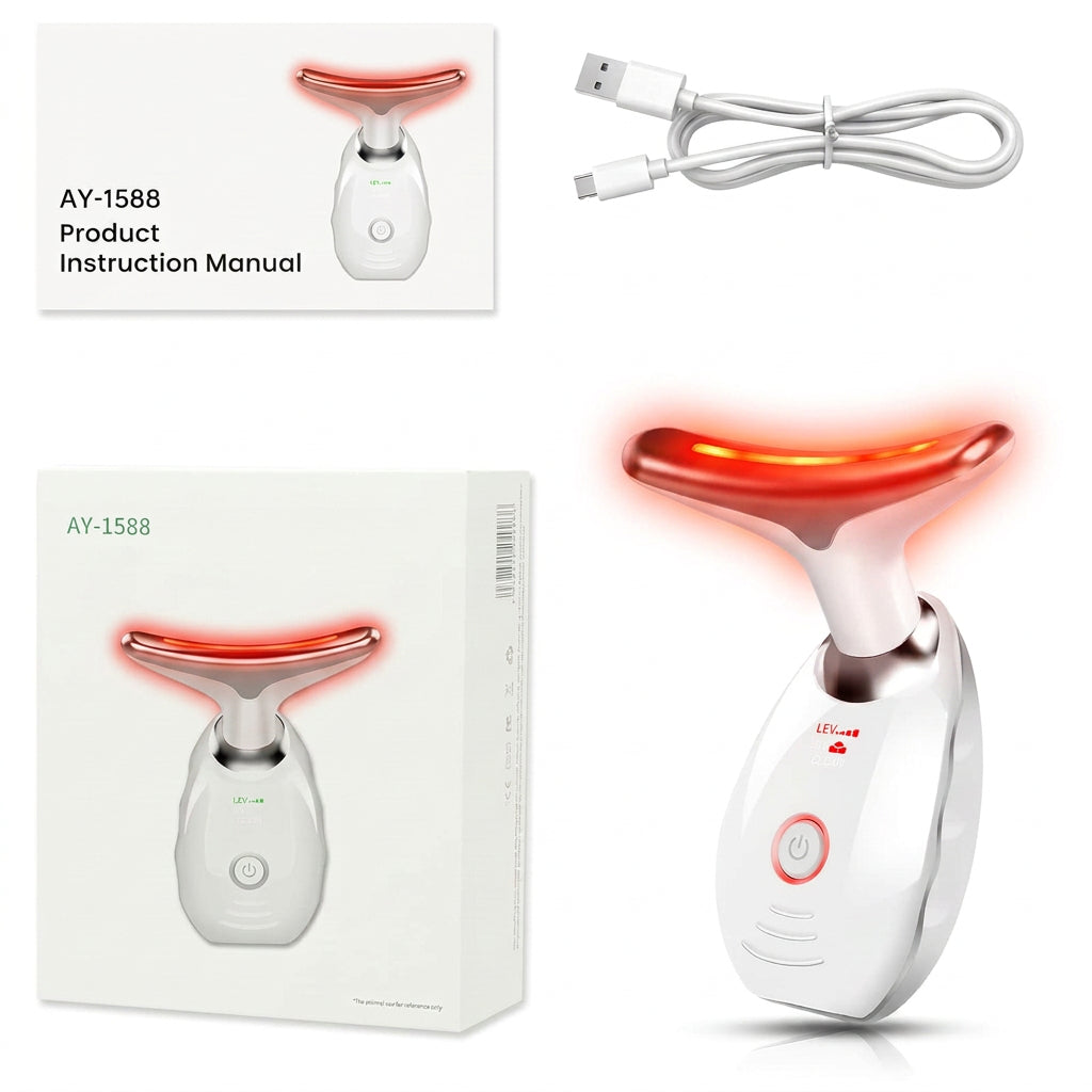 Masajeador Facial y de Cuello con Luz LED – Cuidado de la Piel en Casa ™